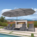 PURPLE LEAF Doppelseitiger, rechteckiger Marktschirm mit Standfuß für Terrasse & Garten