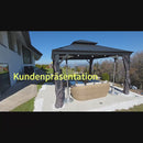 PURPLE LEAF Graues Hardtop-Pavillon mit strapazierfähigem verzinktem Stahl-Dach in Doppeldach-Ausführung mit Netz und Vorhängen