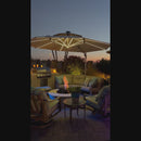 PURPLE LEAF runden Sonnenschirm mit Led Solar Beleuchtung Ampelschirm Gartenschirm Terrassenschirm mit Kurbel, 360°Rotation