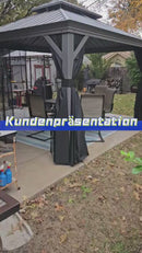 PURPLE LEAF Patio-Pavillon für den Garten Hardtop aus verzinktem Stahl mit verbesserten Vorhängen Arktis Grau