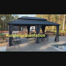PURPLE LEAF Graues Hardtop-Pavillon mit strapazierfähigem verzinktem Stahl-Dach in Doppeldach-Ausführung mit Netz und Vorhängen