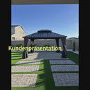 PURPLE LEAF Graues Hardtop-Pavillon mit strapazierfähigem verzinktem Stahl-Dach in Doppeldach-Ausführung mit Netz und Vorhängen