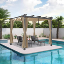 PURPLE LEAF Aluminium Pergola Einziehbare Markise mit Sonnenschutzdach und Seitenvorhängen für Terrasse Garten Grillpavillon