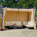 PURPLE LEAF Aluminium Pergola Einziehbare Markise mit Sonnenschutzdach und Seitenvorhängen für Terrasse Garten Grillpavillon