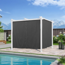 PURPLE LEAF Ausziehbare Outdoor Pergola mit Doppel-Sonnensege & Seitenschutzvorhängen  Weiße Aluminium-Pergola  Moderne Terrassen-Markise für Garten Hof&Terrasse kaki