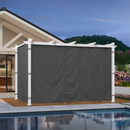 PURPLE LEAF Ausziehbare Outdoor Pergola mit Doppel-Sonnensege & Seitenschutzvorhängen  Weiße Aluminium-Pergola  Moderne Terrassen-Markise für Garten Hof&Terrasse kaki