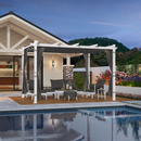 PURPLE LEAF Ausziehbare Outdoor Pergola mit Doppel-Sonnensege & Seitenschutzvorhängen  Weiße Aluminium-Pergola  Moderne Terrassen-Markise für Garten Hof&Terrasse kaki