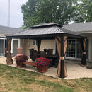 PURPLE LEAF bronze Alu Pavillon，mit Moskitonetz und Vorhängen, verzinkter Stahl mit Doppeldach, für vielfältige Einsatzbereiche geeignet.