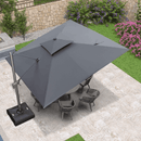 PURPLE LEAF Sonnenschirm Quadratischer Regenschirm Drehbar Neigbar mit 360°Rotation, Gartenschirm mit Kurbel
