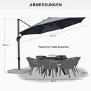 PURPLE LEAF Sonnenschirm Groß Ampelschirm mit Kurbel 360-Grad Drehbar mit Fußpedal für Terrasse, Balkon Sonnenschutz
