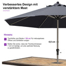 PURPLE LEAF Sonnenschirm Garten-Mittelsäulenschirm zum Öffnen Schließen Aluminium Marktschirm Groß UV-Schutz Mittelstockschirme Tischschirm Waterdicht für Market