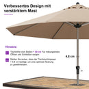PURPLE LEAF Sonnenschirm Garten-Mittelsäulenschirm zum Öffnen Schließen Aluminium Marktschirm Groß UV-Schutz Mittelstockschirme Tischschirm Waterdicht für Market