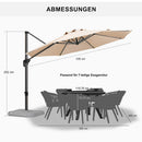 PURPLE LEAF Sonnenschirm groß Ampelschirm Rund 360-Grad drehbar mit Schirmständer