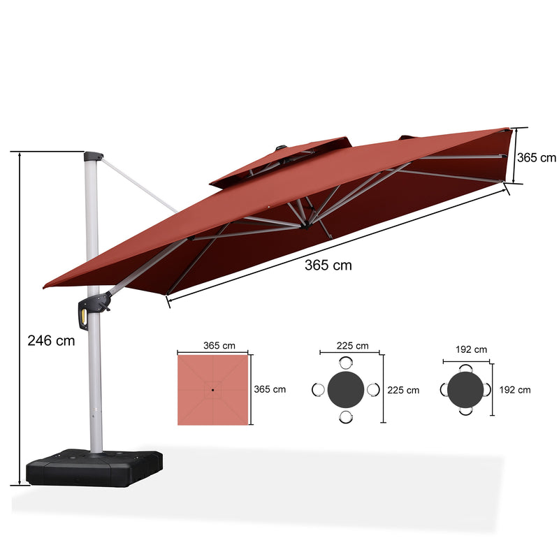 PURPLE LEAF Sonnenschirm Ampelschirm Drehbar Neigbar Kippbar Marktschirm 360°Rotation, Gartenschirm mit Kurbel