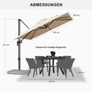 PURPLE LEAF Sonnenschirm Groß Ampelschirm mit Kurbel 360-Grad Drehbar mit Fußpedal für Terrasse, Balkon Sonnenschutz