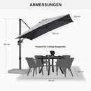 PURPLE LEAF Sonnenschirm Groß Ampelschirm mit Kurbel 360-Grad Drehbar mit Fußpedal für Terrasse, Balkon Sonnenschutz