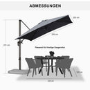 PURPLE LEAF Sonnenschirm Groß Ampelschirm mit Kurbel 360-Grad Drehbar mit Fußpedal für Terrasse, Balkon Sonnenschutz