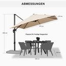 PURPLE LEAF Sonnenschirm Groß Ampelschirm mit Kurbel 360-Grad Drehbar mit Fußpedal für Terrasse, Balkon Sonnenschutz