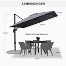 PURPLE LEAF Sonnenschirm Groß Ampelschirm mit Kurbel 360-Grad Drehbar mit Fußpedal für Terrasse, Balkon Sonnenschutz