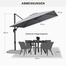 PURPLE LEAF Sonnenschirm Groß Ampelschirm mit Kurbel 360-Grad Drehbar mit Fußpedal für Terrasse, Balkon Sonnenschutz