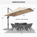 PURPLE LEAF Sonnenschirm Groß Ampelschirm mit Kurbel 360-Grad Drehbar mit Schirmständer