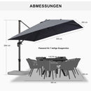 PURPLE LEAF Sonnenschirm Groß Ampelschirm mit Kurbel 360-Grad Drehbar mit Fußpedal für Terrasse, Balkon Sonnenschutz
