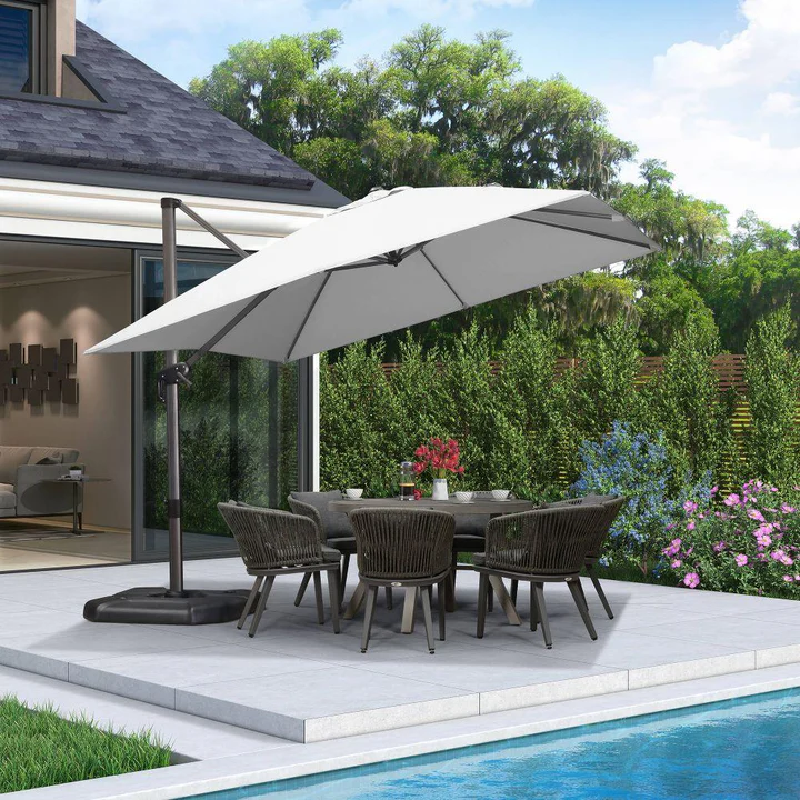 PURPLE LEAF Sonnenschirm Groß Ampelschirm mit Kurbel 360-Grad Drehbar mit Schirmständer