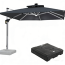 PURPLE LEAF Quadratischer Sonnenschirm mit LED-Solarbeleuchtung und Schirmständer