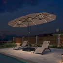 PURPLE LEAF Doppelseitiger Sonnenschirm mit LED-Beleuchtung – inklusive Sockel für den Außenbereich