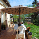 PURPLE LEAF Doppelseitiger, rechteckiger Marktschirm mit Standfuß für Terrasse & Garten