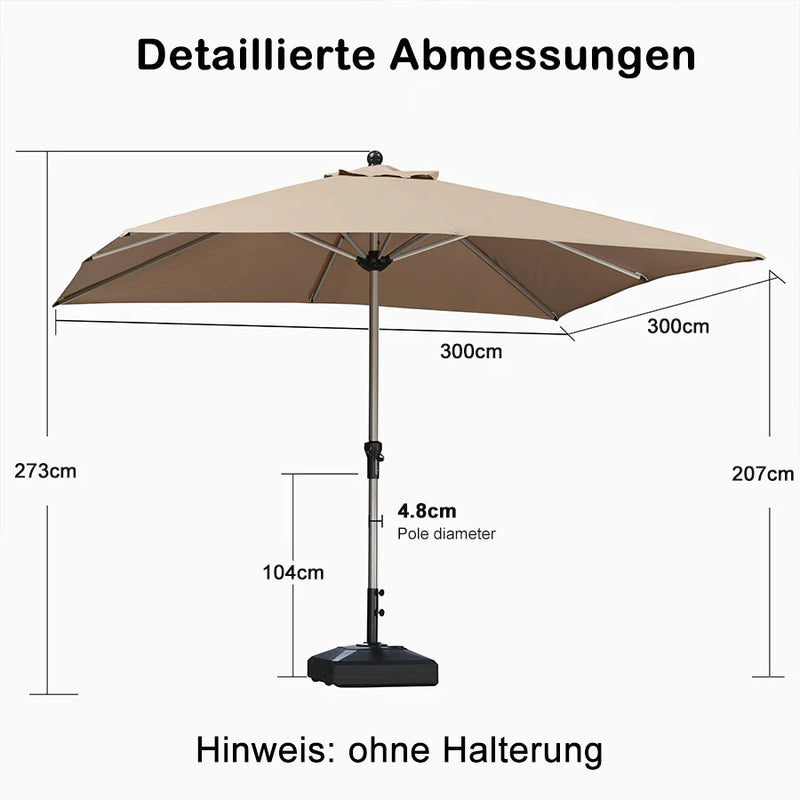 PURPLE LEAF Sonnenschirm Garten-Mittelsäulenschirm zum Öffnen Schließen Aluminium Marktschirm Groß UV-Schutz Mittelstockschirme Tischschirm Waterdicht für Market