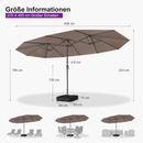 PURPLE LEAF Doppelseitiger, rechteckiger Marktschirm mit Standfuß für Terrasse & Garten