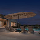 PURPLE LEAF Doppelseitiger Sonnenschirm mit LED-Beleuchtung – inklusive Sockel für den Außenbereich