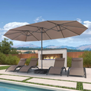 PURPLE LEAF Doppelseitiger, rechteckiger Marktschirm mit Standfuß für Terrasse & Garten