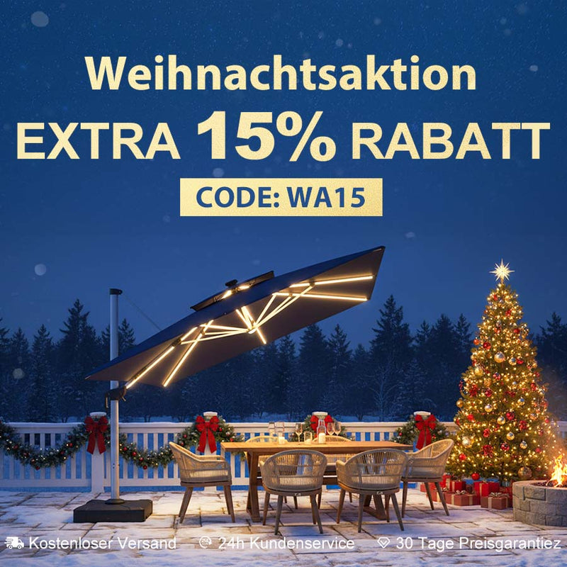 PURPLE LEAF Holzoptik Sonnenschirm Mittelsäulenschirm aus Aluminium Marktschirm für Balkon Market Garten