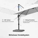 PURPLE LEAF Sonnenschirm Groß Ampelschirm mit Kurbel 360-Grad Drehbar mit Schirmständer