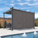 PURPLE LEAF Garten Pergola mit Vorhang Aluminium-Rahmen Outdoor Terrasse Pavillon mit Seitenschutzvorhänge Sonnendach mit Schiebedach  Grau