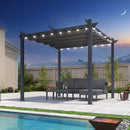 PURPLE LEAF Aluminium Pergola Patio Retractable Pergola Modern Grill Gazebo Metal Shelter Pavilion für  Deck Garden Backyard Outdoor Pergola milchweiße Lichterkette