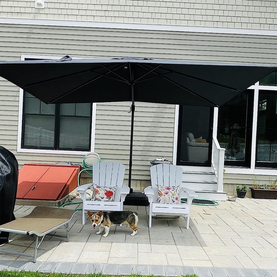 PURPLE LEAF Sonnenschirm Groß Ampelschirm mit Kurbel 360-Grad Drehbar mit Fußpedal für Terrasse, Balkon Sonnenschutz