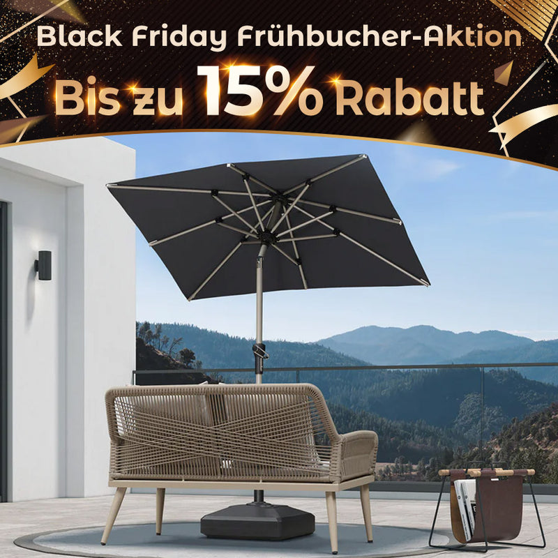 PURPLE LEAF Sonnenschirm Alu Gartenschirm Mit 30° Neigung Terrassenschirm Tischschirm Wasserdichter Mittelstockschirme für Market