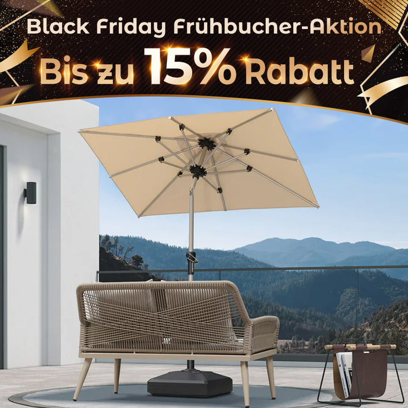 PURPLE LEAF Sonnenschirm Alu Gartenschirm Mit 30° Neigung Terrassenschirm Tischschirm Wasserdichter Mittelstockschirme für Market