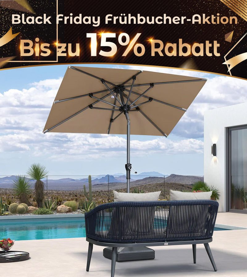 PURPLE LEAF Sonnenschirm Alu Gartenschirm Mit 30° Neigung Terrassenschirm Tischschirm Wasserdichter Mittelstockschirme für Market