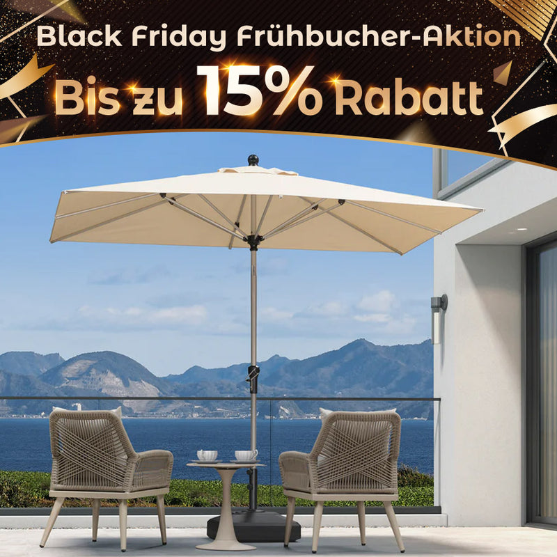 PURPLE LEAF Sonnenschirm Alu Gartenschirm Mit 30° Neigung Terrassenschirm Tischschirm Wasserdichter Mittelstockschirme für Market