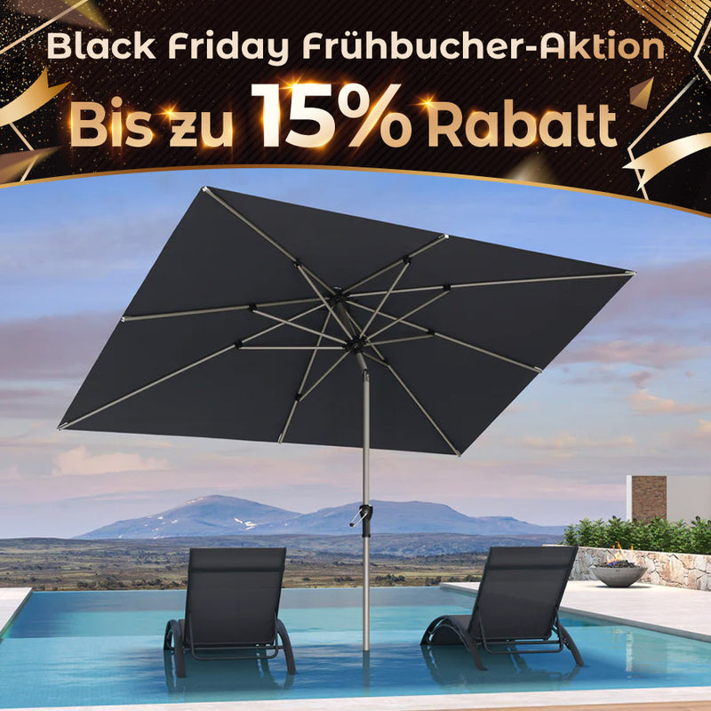 PURPLE LEAF Sonnenschirm Alu Gartenschirm Mit 30° Neigung Terrassenschirm Tischschirm Wasserdichter Mittelstockschirme für Market