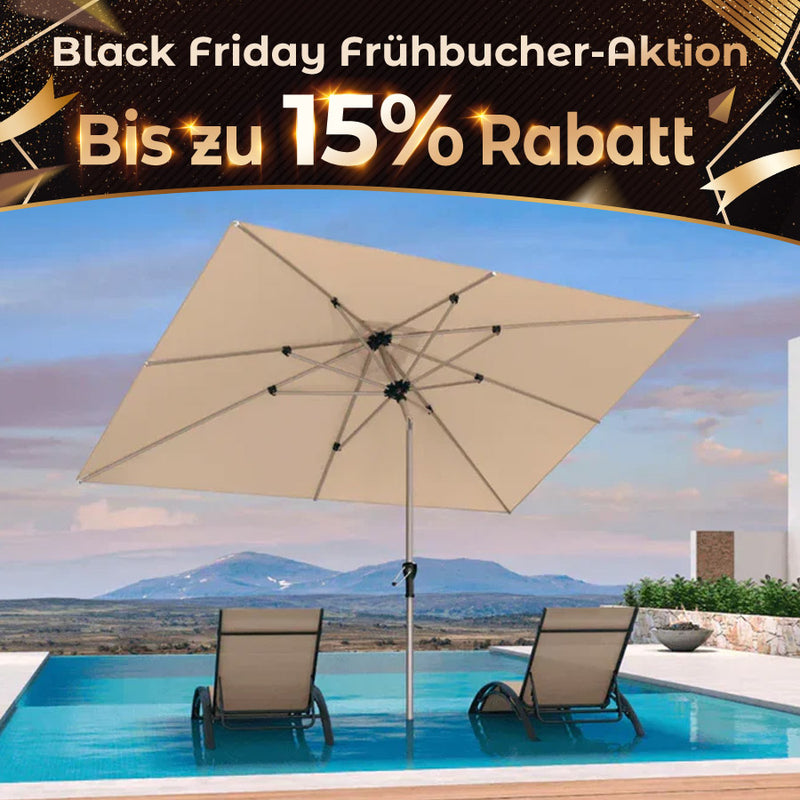 PURPLE LEAF Sonnenschirm Alu Gartenschirm Mit 30° Neigung Terrassenschirm Tischschirm Wasserdichter Mittelstockschirme für Market