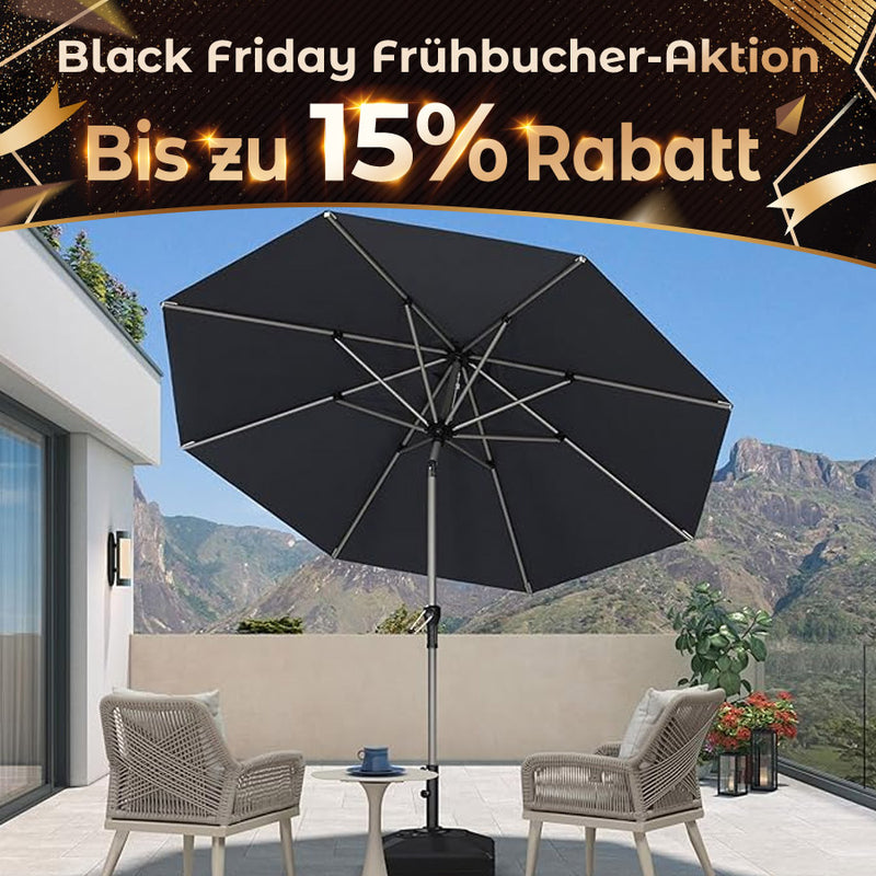 PURPLE LEAF Sonnenschirm Alu Gartenschirm Mit 30° Neigung Terrassenschirm Tischschirm Wasserdichter Mittelstockschirme für Market