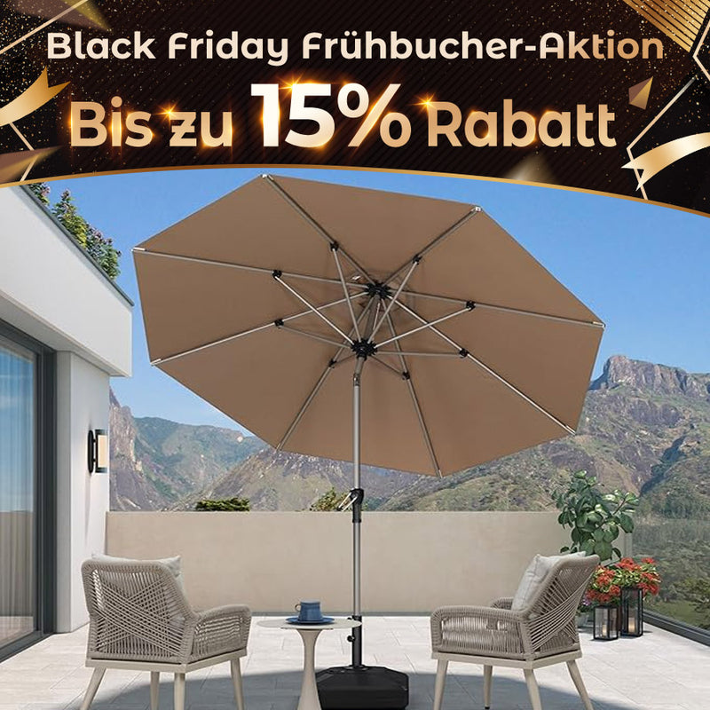 PURPLE LEAF Sonnenschirm Alu Gartenschirm Mit 30° Neigung Terrassenschirm Tischschirm Wasserdichter Mittelstockschirme für Market