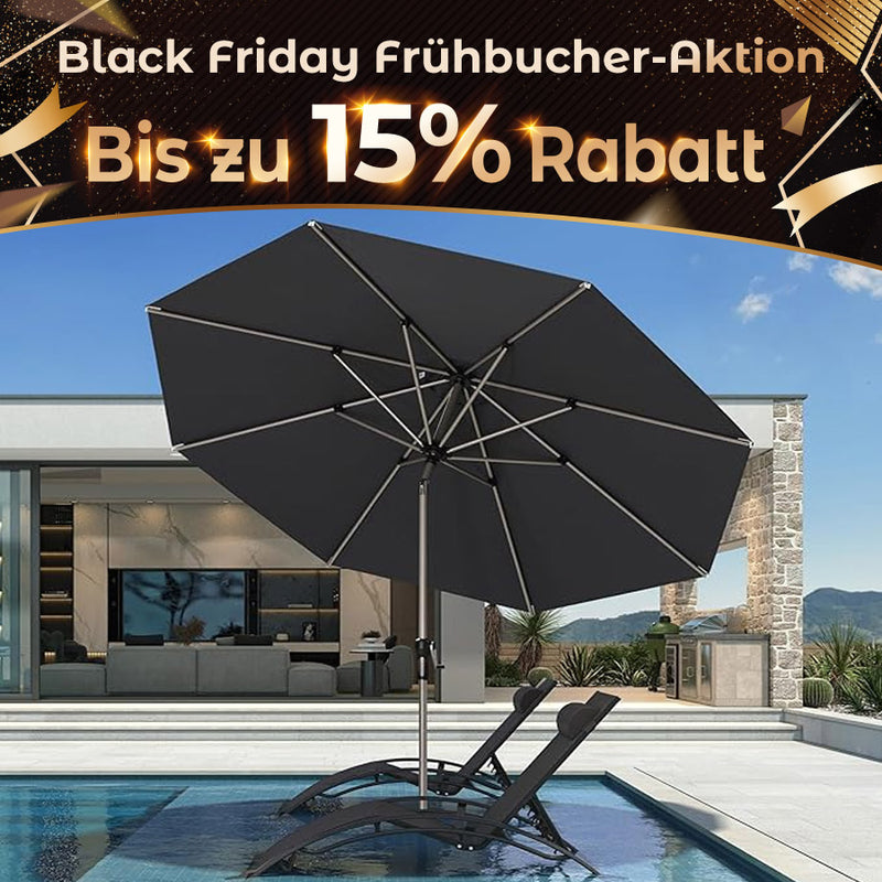 PURPLE LEAF Sonnenschirm Alu Gartenschirm Mit 30° Neigung Terrassenschirm Tischschirm Wasserdichter Mittelstockschirme für Market