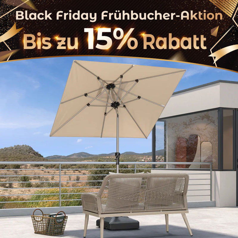 PURPLE LEAF Sonnenschirm Alu Gartenschirm Mit 30° Neigung Terrassenschirm Tischschirm Wasserdichter Mittelstockschirme für Market