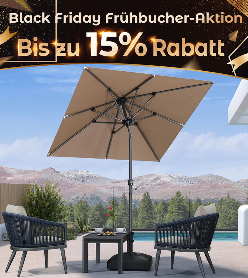 PURPLE LEAF Sonnenschirm Alu Gartenschirm Mit 30° Neigung Terrassenschirm Tischschirm Wasserdichter Mittelstockschirme für Market